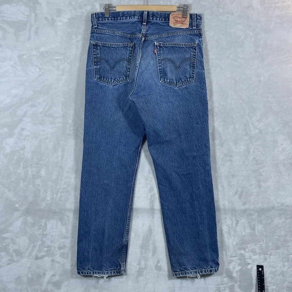 Vtg Levis 505 Jeans Mens 36x32 (fit 34x31) Y2K 2000s Whisker Fade Dark Wash